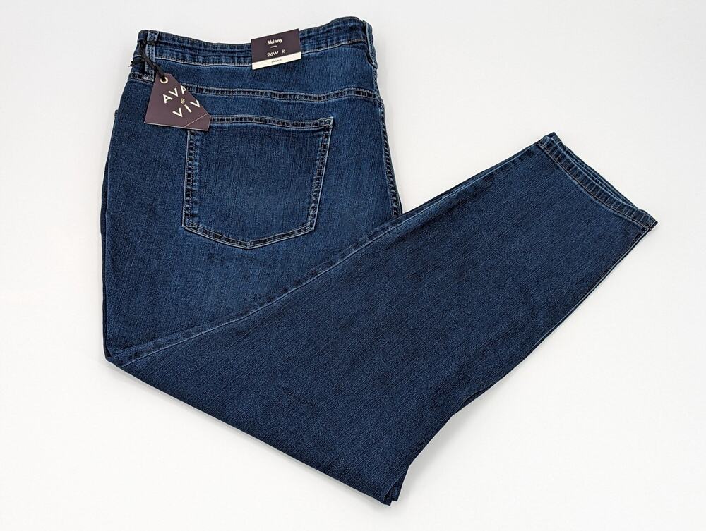 Ava & Viv Women's Dark Wash Skinny Denim Plus Size Jeans Size 26W